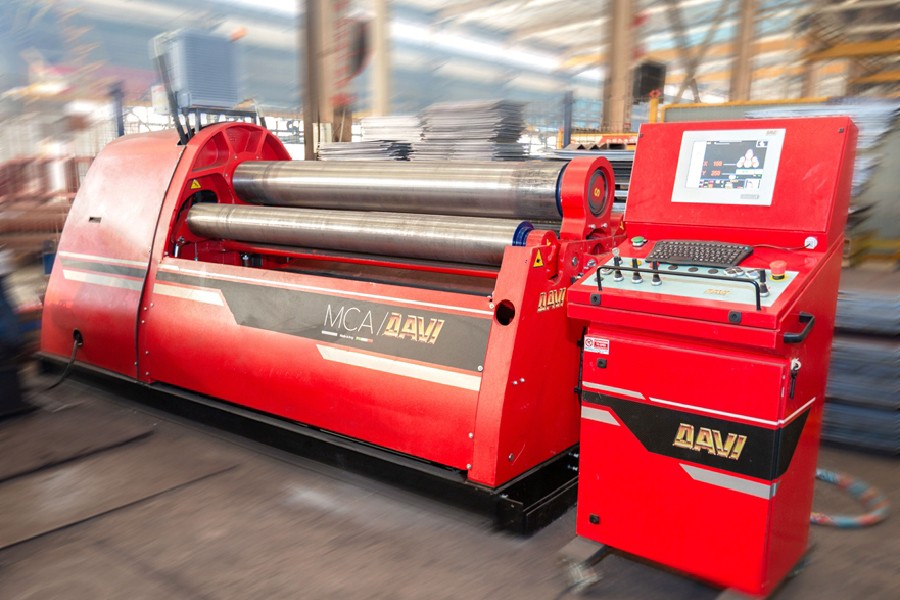 CNC high-precision four-roll plate rolling machine